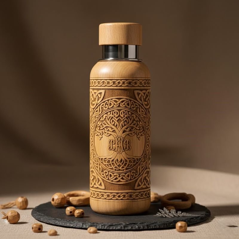Wooden Engraved Bottle